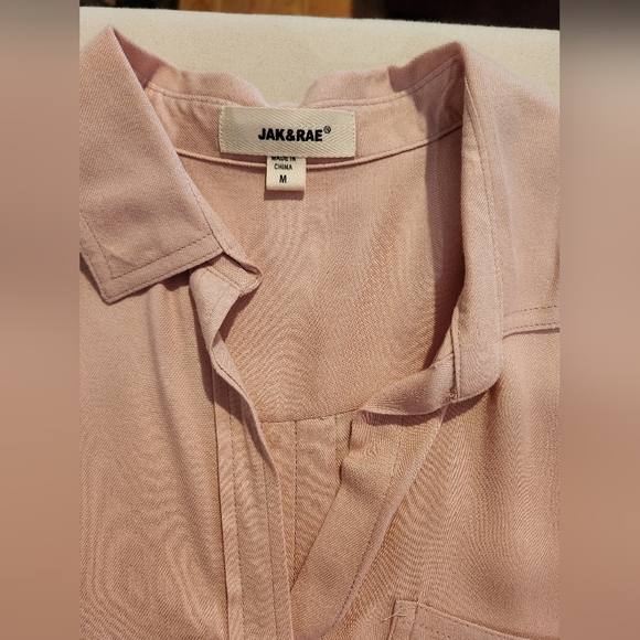 Jak & Rae Pink Blouse sz M Shirt Button Up Work Long Sleeve Dress Top - Picture 5 of 8